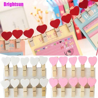 [Brightsun] 20Pcs Mini Cute Heart Wooden Pegs Photo Clips Room Wedding Craft Decor