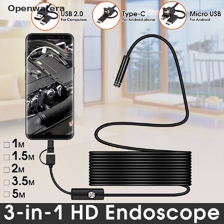 Openwatera 3 in 1 USB Type-C Endoscope Inspection Borescope 5.5/7/8mm Lens HD Camera IP68 PH