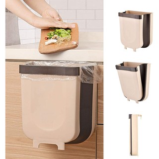 Hanging Trash Can for Kitchen Cabinet, Wall-Mounted Trash Can Foldable Waste Bin
