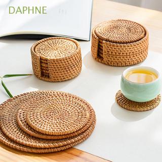 DAPHNE Round Placemats Handmade Kitchen Insulation Rattan Coasters