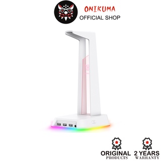 ONIKUMA ST-2 White RGB Gaming Headset Stand Gamer 2 In 1 Acrylic Headphone Stand With USB Charger