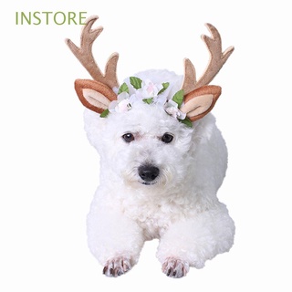 INSTORE Elk Antler Cat Accessories for Small Big Dog Christmas Hat Costume Dog Headwear Cap Dress Up Party Pet Supplies Xmas Outfits Reindeer Hat Hair Grooming Accessories