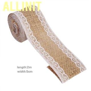 Natural Jute Burlap Ribbon With White Lace Rustic Style