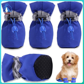 4Pcs Dog Boots Shoes Anti Slip Waterproof Cat Suppile Dog dress S/M/L/XL