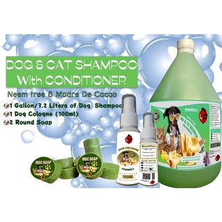 ◊Dog & Cat Shampoo w/ Conditioner made from Neem tree Madre de Cacao with Dog Cologne and Round Soap (5)