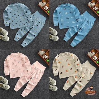 ruiaike Kids Long Sleeve Terno Pajama Set Baby Girls Boys Cartoon Blouse Tops + High Waist Pants Pajama Sleepwear 0-7 Years