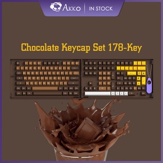 Akko Chocolate 178-Key ASA Profile PBT Double-Shot Full Keycap Set for Mechanical Keyboards with Collection Box