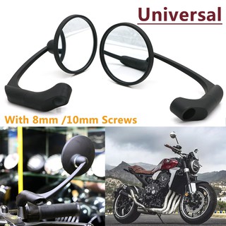 Motorcycle Rearview Side Mirror with 8/10mm Screws Universal Round Retro Modified Cafe Racer (1)