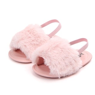 Girls Soft Sole Summer Plush Slide Princess Non-slip Sandals (7)