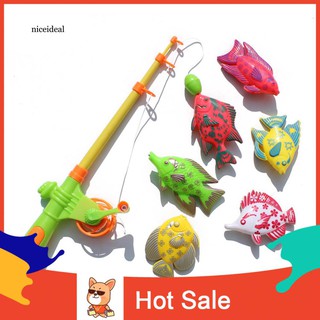 ✲Nd 7Pcs Magnetic Fishing Rod Fish Models Catching Game Interactive Kids Bath Toy