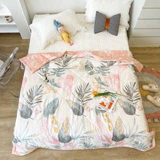 Flowers Thin Air Conditioner Quilt Summer Quilt Washed Cotton Bed Cover Soft Breathable Blanket Thin Comforter Single Queen Size