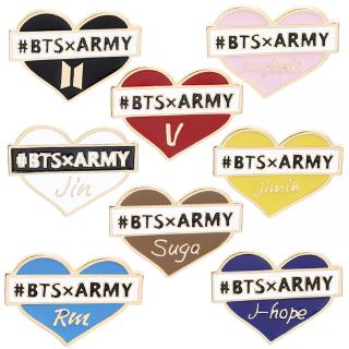 KPOP BTS Fashion Brooch Badge BT21 Army Heart-shaped Enamel Fans Brooch Pins