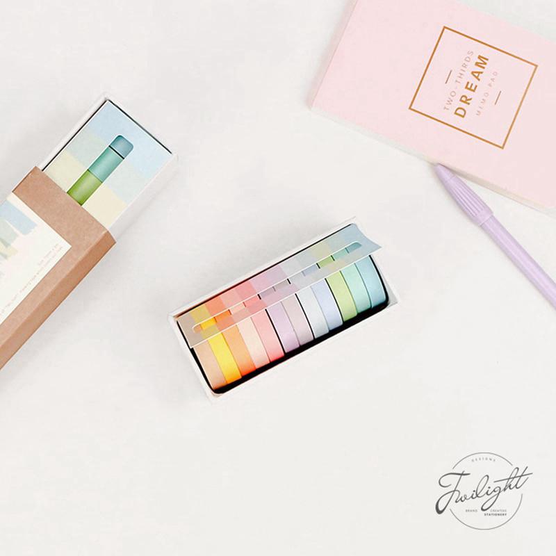 12 Pcs/lot Cute Rainbow Decorative Adhesive Tape Masking Washi Tape For Home