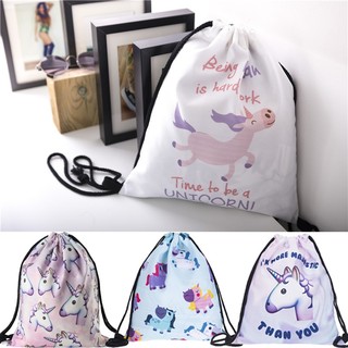 Cute Unicorn School Bag Women Girl Drawstring Backpack School Bags Handbag mGCp