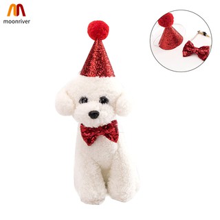 Pet Dog Cat Puppy Collar Bowknot Hat Adjustable Sequin For Christmas Birthday Party (4)