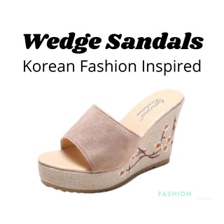 FB Korean Fashion Floral “Cherry Blossom” Wedge Sandals 980