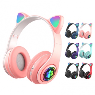 【YLW】Kids Headphone Cat Ear Wireless LED Light Headset With B39 Cat Shape Earphone Head-mounted Headset (9)