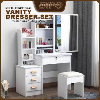 HOT SALE Vanity Make Up Table Dresser, Bedroom Dresser With Chair Multi-functional Dresser European