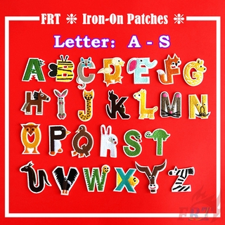 Cartoon Animals Letters Iron-on Patch 1Pc Diy Sew on Iron on Badges Patches(Letter:A-S)