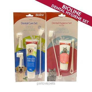 ✌ﺴBioline Cat, Dog Dental Hygiene Set - Toothpaste, Pet Toothbrush