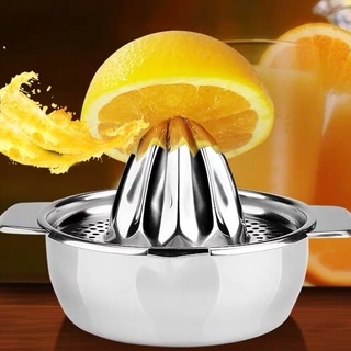 H.K.MKT. 304 Stainless Steel Manual Juicer Fruit Lemon Squeezer with Bowl