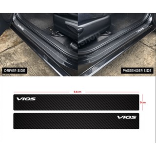 ﹊◆Vios (4pcs) Carbon Fiber Car Door Sill Anti Scratch w/ Reflective Brand logo