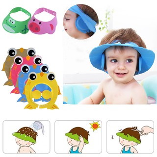 E.Baby Shower Hat Water Resistant Kids Bathing Shampoo Cap with Earmuffs