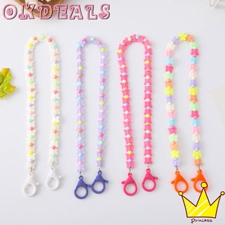OKDEALS School Office Supplies Necklace Strap Adjustable Eyewear Holder Glasses Chain Colorful Beads Butterfly Anti Slip Women Men Acrylic Sunglasses Lanyards
