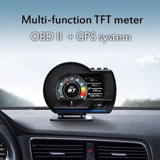 P6 Car speed head up display Hud Meter OBD+GPS Meter Digital Alarm Speed Gauge display Speedometer Water & Oil Temp