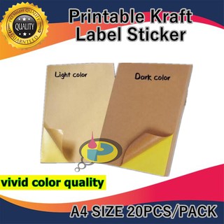 Printable Kraft Sticker Paper Labels A4 Light & Dark For Inkjet/Laser Printer Printing