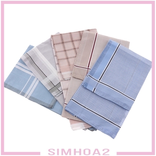 [SIMHOA2] 5/pack Men's Cotton Checks Handkerchief Soft Pocket Square Hankies 40x40cm