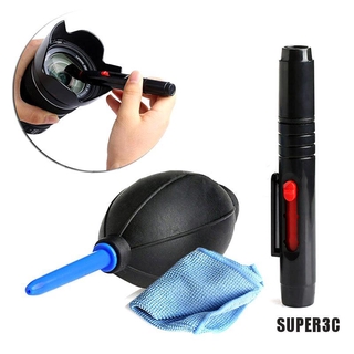 [SUPER3C] 3 in 1 Lens Cleaner Set DSLR VCR Camera Pen Brush Dust Blower Cleaning Cloth Kit