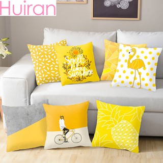 Yellow Cushion Cover Pillowcase Cashmere Peach Skin Home Decor