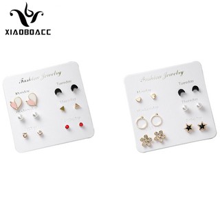 XiaboACC 6 Pairs Ins Korean Fashion Earrings Set