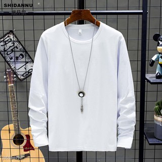 ✸☏Men's Long Sleeve T-Shirt M-4XL Plain Simple Milk Silk T-Shirt