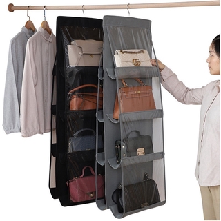 8 Pockets Foldable Hanging Bag Folding Shelf Bag Purse Handbag Organizer,Anti-dust Storage Closet Hanger Holder