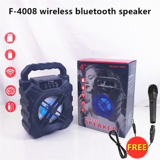 wireless bluetooth speaker and free microphone, support TF card/U disk/FM radio (F-4008) 4