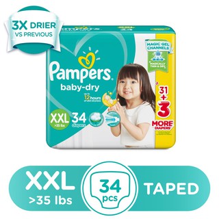 Pampers Baby Dry Taped Diapers XXL 34s