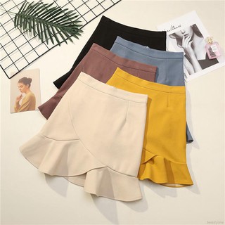 Women Sexy High Waist Ruffled Pleated Short A-line Fishtail Skirt (1)
