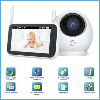 360 Smart Indoor Baby Monitor 4.3in LCD Display Wireless Security Camera two way audio night vision