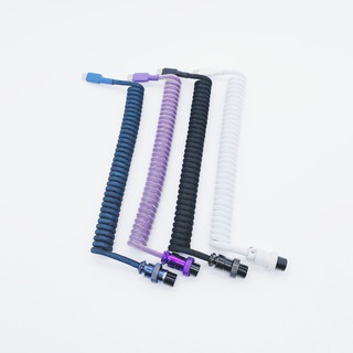 Custom Colorful GX12 GX16 Aviator Double Layer Techflex Coiled Coiling Type C USB Spring Cable Mechanical Keyboard