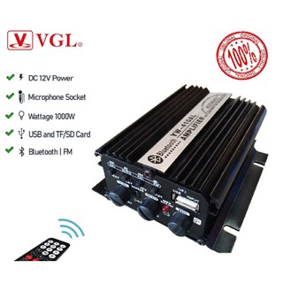 VGL Stereo Car Amplifier 12V 1000W Mini Hi-Fi Bluetooth Radio USB/TF/SD YW-410AL/824L/AD802L/2001L