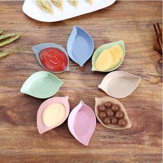 Seasoning Saucers Plate Wheat Straw Dipping Sauce Vinegar Dish Small Plate Leaf Shape