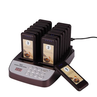 Daytech Restaurant Coaster Pager System Model E-P400 Wireless Pagering Queuing System Calling System 1 Keypad With 16 Receivers (8)