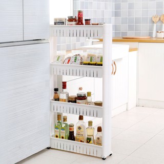 Moving Rack Kitchen Storage Shelf Wall Cabinets Bedroom Bathroom Organizer White Trolley (3)
