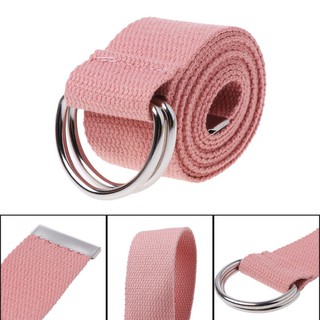 Teenager Double Ring Buckle Waist Belt Canvas Solid Color