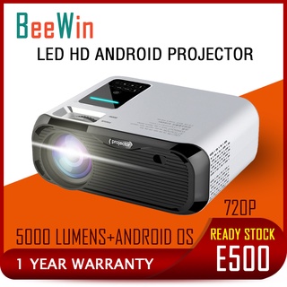 BeeWin E500 HD LED Mini Portable Smart Projector For Phone 1280*800 5000 Lumens Home Theatre Android