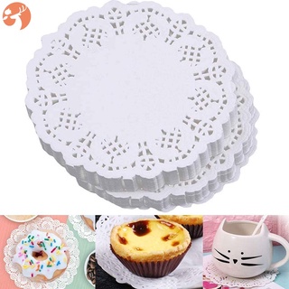 Round Paper Doilies 100 Pieces White Lace Round Paper Doilies Cake Packaging Pads for Party or Wedding Table Decoration 3.5 Inches LKY
