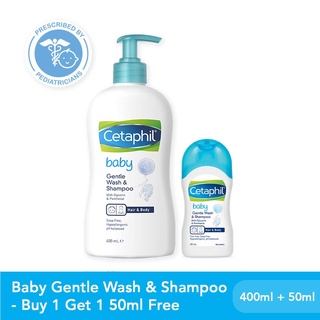 Cetaphil Baby Gentle Wash & Shampoo Pump - 400ml + FREE Gentle Wash & Shampoo - 50ml