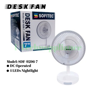 Mini Rechargeable Desk Fan LED Emergency Light Sofitec SDF-9296-7 Mini Desk Fan LED Emergency Light